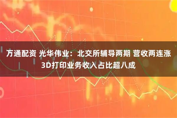 万通配资 光华伟业：北交所辅导两期 营收两连涨3D打印业务收入占比超八成